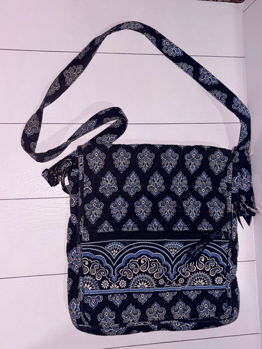 Vera Bradley Navy & Light Blue Quilted Messenger Bag